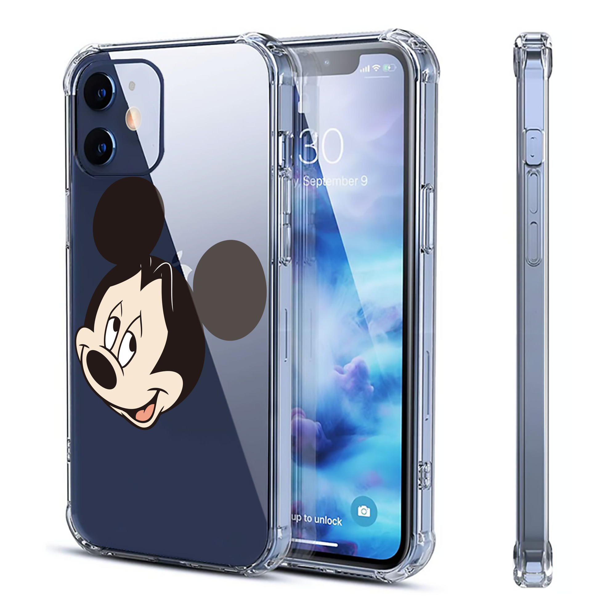 （画像用） ミッキーマウス Mickey Mouse 【iPhone 12シリーズ対応】透明スマホケース（クリアソフトケース）
